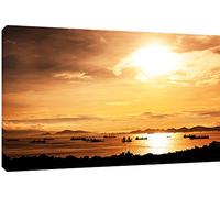 MOOL Thailandia Tramonto Tela Artistica da Parete con Stampa, Misura Grande, Colore: Arancione, 81 x 56 cm