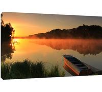 MOOL Tramonto sul Lago, Nebbia Tela Artistica da Parete con Stampa, Grande, Multicolore, 32 x 22 cm