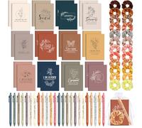 Mooliwe 72Pcs/24Set Positive Affirmation Gift Set for Women Gratitude Notebooks with Pens Hair Scrunchie Small Bags Motivational Encouragement Notepad for Women Coworkers Adult Party Favors (Simple)