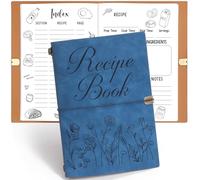 Mooliwe Libro di ricette bianco da scrivere con le proprie 160 ricette, formato A5, in pelle, per la mamma, per cucinare o come regalo di Natale, colore: blu