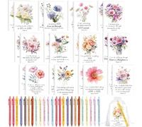 Mooliwe Set da 24 quaderni e penne per affermazione biblica, regali cristiani floreali, scritture, preghiera, positivo, religioso, ispiratore, diario, affermazione, per donne, membri della chiesa