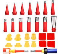 Moollyfox Set di Ugelli per Calafataggio, 27Pcs Kit di Attrezzi per Calafataggio, Applicatore Riutilizzabile Ugelli Calafataggio, Ugelli Silicone in Acciaio Inossidabile con Base e Spatola, Rosso