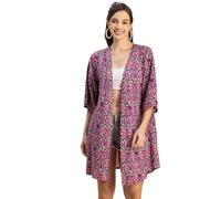 Moomaya Coprispalle in Rayon Stampato con Maniche A Kimono E Scollo A V: Elegante Coprispalle Stampato da Donna