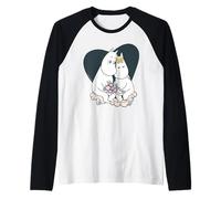 Moomin Love Moomintroll e Snorkmaiden Insieme Heart Maglia con Maniche Raglan