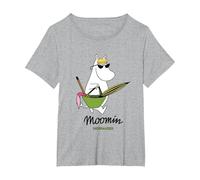 Moomin Snorkmaiden Andare alla Spiaggia Maglietta, Donna Plus-Size, Grigio Melange, 1X
