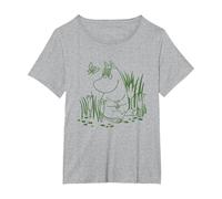 Moomin Snorkmaiden in Giardino Maglietta, Donna Plus-Size, Grigio Melange, 6X