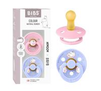 Moomin x BIBS Colour Ciuccio, 6-18 mesi, confezione da 2, Baby Pink/Hush