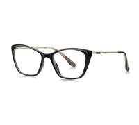moomoobird Femminile Gatto Occhio Occhiali Montatura Metallo TR90 Occhiali Di Blocco Luce Blu per Le Donne, Nero con trasparente