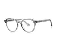 moomoobird Maschio Rotondo Occhiali Luce Blu Blocco TR90 Moda Occhiali Montatura per la decorazione degli uomini, grigio con trasparente