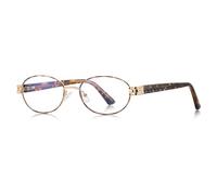 moomoobird Metallo Ovale Occhiali Montatura per Le Donne TR90 Blu Luce Bloccante Occhiali Femmina, Leopard Gold Frame