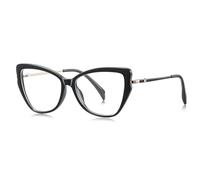 moomoobird Moda Donne Occhiali Blu Luce Metallo TR90 Irregolare Gatto Occhio Occhiali Montatura Femminile, Nero con trasparente