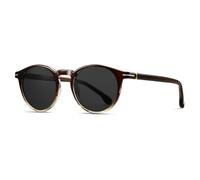 moomoobird Occhiali da sole polarizzati Retro TR90 rotondo sole per uomini donne UV400 sfumature estive, marrone con grigio