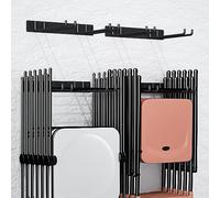 MOOMSINE Set di 2 supporti da parete per garage, sedie pieghevoli robuste grucce per attrezzi da giardino, patio, spiaggia e campeggio, può sostenere 109 kg