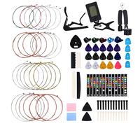 Moomuto - Kit 85 accessori per chitarra acustica, accordatore, cappella per chitarra, plettri per dita del pollice, strumento di restrizione 3 in 1, plettri per chitarra, adesivi per note a 12 tasti