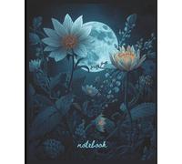 Moon and flowers notebook, composition notebook, journal 120 pages