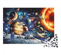 Moon Astronaut Jigsaw Puzzles 1000 Pezzis Carta Riciclata Outer Space Puzzle per Bambini Divertente Present & Attività for Home Great Gift for Del Bambino Birthday 52x38cm/1000pcs