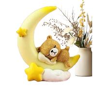Moon Bear Cake Topper, Decorative Desk Sculpture, 3.15x2.76in Resin Bear Figurine, Baby Shower Cake Decoration, Desktop Ornament, Cute Statue, Event Decor Accessory