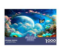 Moon Blue Butterfly 1000 Pezzi Puzzle Classici Per Adulti E Bambini A Partire Da 12 Anni Giochi Del Cervello Sfida Impossibile - Regalo Per Amore E Amico 38x26cm/1000pcs