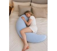 Moon Body Pillow, Oversized C Shaped Full Body Pillow for Adults | Soft Hugging Support for Side Sleepers, Bed Reading, Sleeping and Lounging with Washable Cover (Blue)