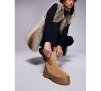 Moonboot - Stivali doposci - Moon Boot Luna Chelsea Suede Sand per Donne in Pelle - Taglia 41 - Marrone