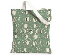 Moon - Borsa tote in tela da donna, celestiale, vintage, con stelle e mezzaluna, lavabile, riutilizzabile, per tutti i giorni, per shopping, brunch park, biblioteca, gite di un giorno, 33 x 38 cm