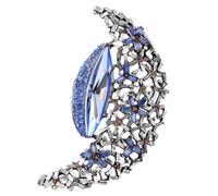 Moon Brooch Lapel Pin Stylish Vintage Alloy Rhinestone Breastpin for Women