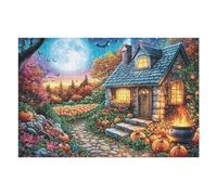 Moon Cabin Pumpkin Forest Wild Nature Rural Cozy Puzzle 1000 Pezzi Per Adulti Piacevole Divertente E Creativo Perfetto Per Hobby E Tempo Libero A Casa 1000 PCS（75x50cm）