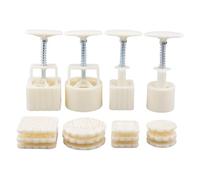 Moon Cake Mold Press - 4 Pieces Food Grade DIY with Patterns | Cookie Cake Making Supplies | Hand Pressed Round for Mid-Autumn Festival Holiday Birthday Party Home Kitchen Dessert Snack