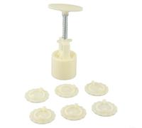 Moon Cake per stampo 50 g kit pressa manuale con 6 disegni floreali - ABS dessert Maker per biscotti pasticceria torta di fagioli verdi tradizionale festa 7,5 x 5,2 x 14,7 cm