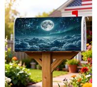 Moon - Coperture magnetiche per cassette postali, celesti, nuvole mistiche, stelle, estate, blu, decorazione per esterni, 53 x 64 cm