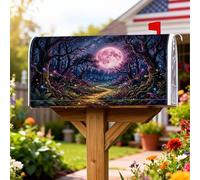 Moon - Coperture magnetiche per cassette postali, fantasia con alberi fantasiosi, colore viola, decorazione per esterni, giardino, cortile, 53 x 64 cm