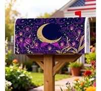 Moon - Coperture magnetiche per cassette postali, fantasiose coperture per cassette postali con fiori bohémien, stelle, viola, per esterni, decorazione per portico anteriore, 53 x 64 cm