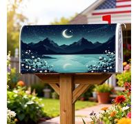 Moon - Coperture magnetiche per cassette postali, motivo natura, montagne serene, lago, estate, blu, decorazione per porta d'ingresso, 53 x 65,5 cm