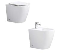 MOON COPPIA SET SANITARI RIMLESS A TERRA SENZA BRIDA COPRIVASO SOFT-CLOSE BAGNO