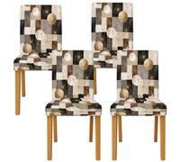 Moon - Coprisedia per sedie da pranzo, celestiali e moderne, con stelle e cerchi autunnali, in spandex, lavabili, traspiranti, decorative, per cucina, ufficio, conferenze, 4 pezzi