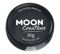 Moon Creations Trucco professionale per viso e corpo | Tortiere professionali con vernice colorata per truccabimbi | Pittura per il viso per bambini, adulti, festival, Halloween, Nero, 36 gm