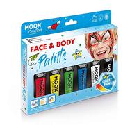 Moon Creations Tubi per pittura per viso e corpo | Pittura per il viso pronta all'uso | Cruelty Free | Pittura per il viso per bambini, adulti, Halloween e altro, Cofanetto dei colori primari, 12ml