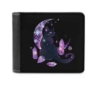 Moon Crystal Witchy Carino Gatto Nero Novità Portafoglio Sottile Tasca Frontale Bifold Portafoglio con Porta Carte di Credito per Donne Uomini, Stile:, Taglia unica, Per tutte le stagioni