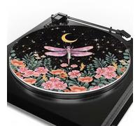 Moon Dragonfly Flower Giradischi Slipmat per giradischi in vinile 3 mm Tappetino per giradischi 30,5 cm antistatico in vinile Slipmat migliora la qualità di riproduzione dei dischi LP