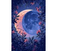 Moon Eclipse with Flowers Notebook Journal: 6 x 9 Inches 140-page Lined Matte Paperback