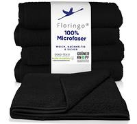 Moon Floringo Set di 5 asciugamani da parrucchiere in microfibra, asciugamani da salone, circa 50 x 90 cm con superficie assorbente (nero)
