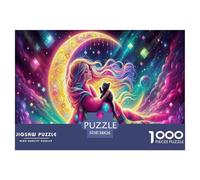 Moon-girl-and-cat Puzzle Giochi 1000 Pezzi Regalo Per Amore E Amico Arte Interesting Puzzle Adulti Foto 38x26cm/1000pcs