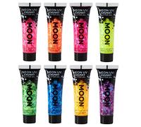 Moon Glow Gel glitterato UV per viso e corpo al neon, Giallo, 12 ml (confezione da 1)