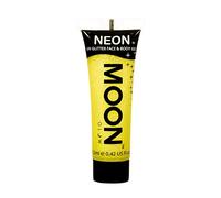 Moon Glow Gel per viso e corpo con glitter UV al neon - Pittura per il viso glitterata, Giallo, 12 ml