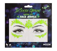 Moon Glow Gioielli per il viso al neon UV di Festival Face Body Gems, adesivi glitter per il trucco degli occhi in cristallo, gioielli per tatuaggi temporanei, Verde, confezione da 1