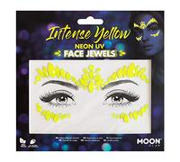Moon Glow Gioielli per il viso al neon UV di Festival Face Body Gems, adesivi glitter per il trucco degli occhi in cristallo, gioielli per tatuaggi temporanei, Giallo, medio