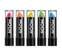 Moon Glow Rossetto Neon UV Glitter - Rossetto colorato al neon brillante - Si illumina ai raggi UV, Verde, 5 pezzi (confezione da 1)