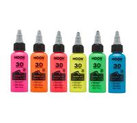 Moon Glow Vernice per tessuti Neon UV 3D - Vernice per tessuti per vestiti, magliette, borse, scarpe e tela, Multicolore, 30 ml (confezione da 6)