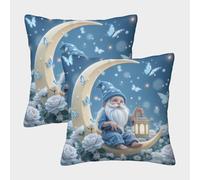 Moon Gnome Lantern-fantasy Night Scene Art Federe Cuscini Per Divano Decorativa Available All Seasons Fodere Cuscino Confezione Da 2 Con Cerniera Invisibile Del Divano Arredamento 45x45cm
