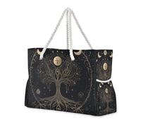 Moon Golden - Borsa larga da donna, robusta, da viaggio, con cerniera, borsa da lavoro da donna, con portabicchieri, essenziale da viaggio, regalo per spiaggia, regalo di compleanno per donne